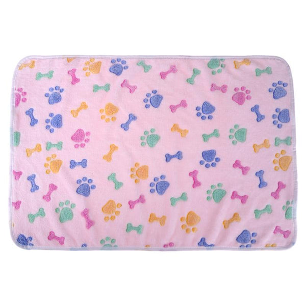 Pet Sleeping Mat Winter Warm Coral Fleece Dog Cat Blanket Soft Animals Dog Mat Beds Bone Paw Print Pet Cushion Carpet