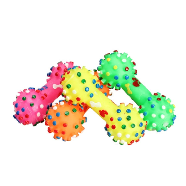 MerryBIY Pet Chewing Toys Colorful Dotted Dumbbell Dog Toys Squeeze  Toys for Dog Puppy Pet Training Products