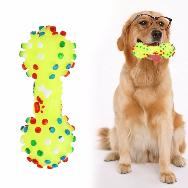MerryBIY Pet Chewing Toys Colorful Dotted Dumbbell Dog Toys Squeeze  Toys for Dog Puppy Pet Training Products