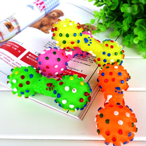 MerryBIY Pet Chewing Toys Colorful Dotted Dumbbell Dog Toys Squeeze  Toys for Dog Puppy Pet Training Products