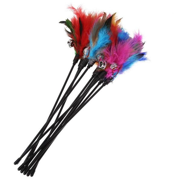MerryBIY 1PC 5Pcs Cat Toys Soft Colorful Cat Feather Bell Rod Toy for Cat Kitten Funny Playing Interactive Toy Pet Cat Supplies