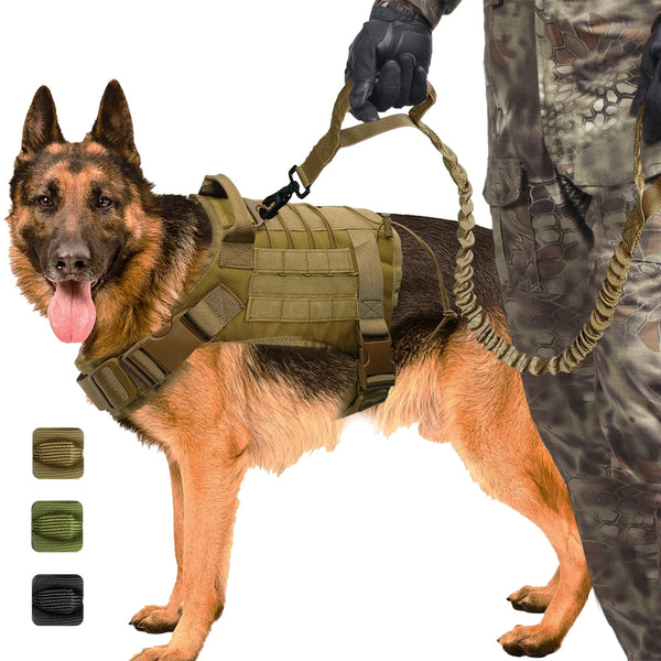 MerryBIY Military Tactical Big Dog Harness with No Pull Front Clip K9 Working Cannie Molle Hunting Vest