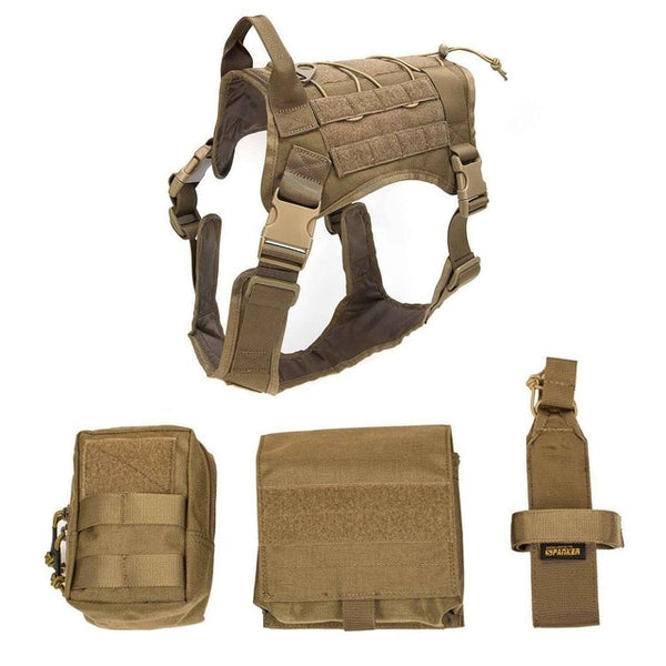 MerryBIY Military Tactical Big Dog Harness with No Pull Front Clip K9 Working Cannie Molle Hunting Vest