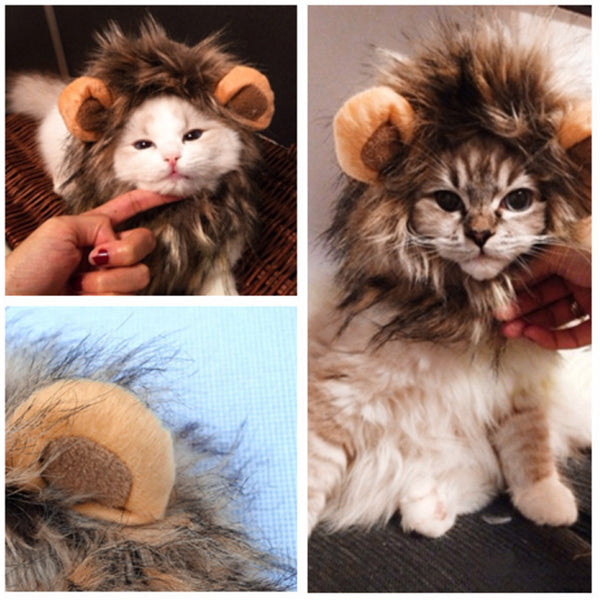 MerryBIY Funny Cute Pet Cat Costume Lion Mane Wig Cap Hat for Cat Dog Halloween Christmas Clothes Fancy Dress with Ears Pet Clothes
