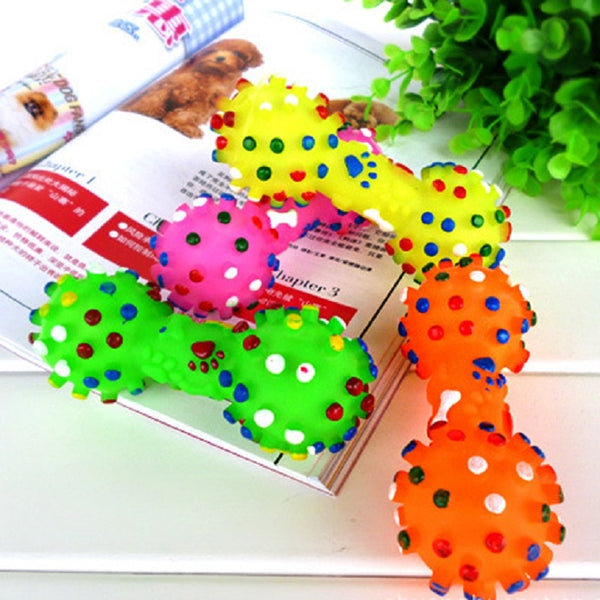 MerryBIY Pet Chewing Toys Colorful Dotted Dumbbell Dog Toys Squeeze  Toys for Dog Puppy Pet Training Products