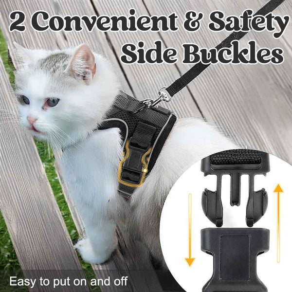 Cat Harness Black Slide Buckles