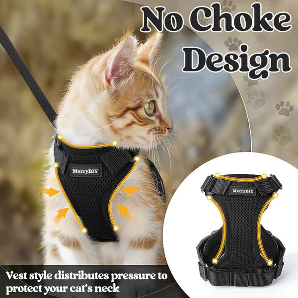 Cat Harness Black No Choke Design