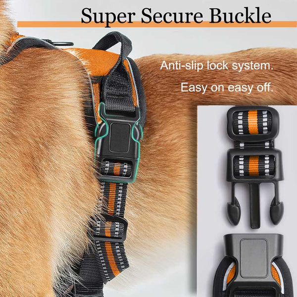 Orange Dog Harness Super Secure Bcukle