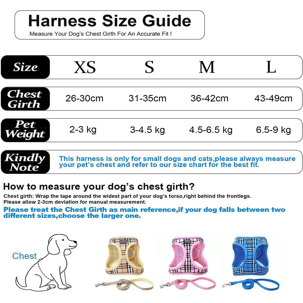 MerryBIY Dog Harness and Lead Set, Step-in Breathable Reflective Puppy Cat Dog Vest for Small Medium Dogs
