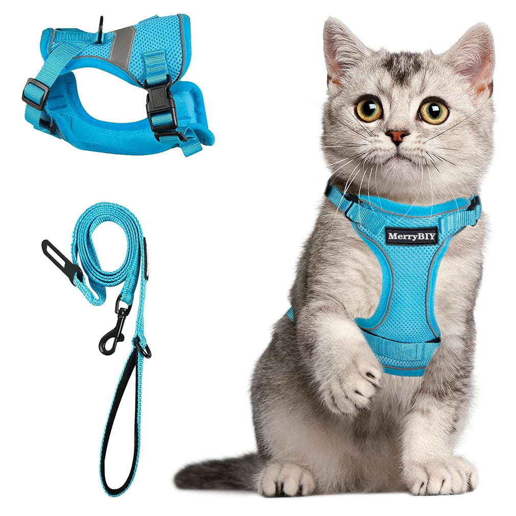 MerryBIY Cat Harness and Leash, Escape Proof Safe Breathable Adjustadle Pet Vest Harnesses for Walking
