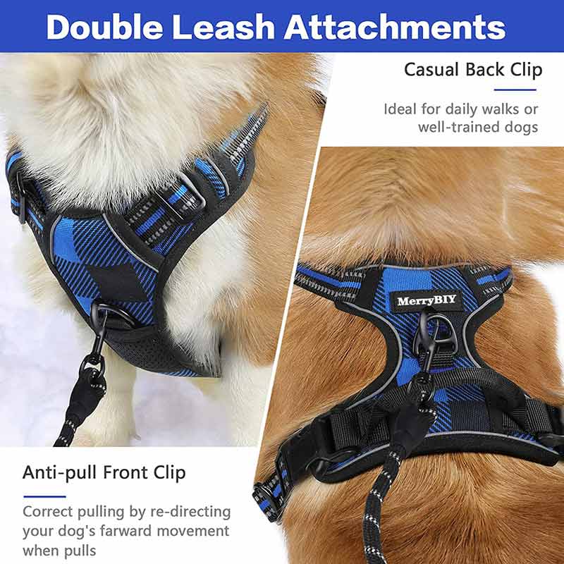 MerryBIY Dog Harness for Large Dogs No-Pull Pet Harness Adjustable Outdoor Vest 3M Reflective Oxford Material Easy Control