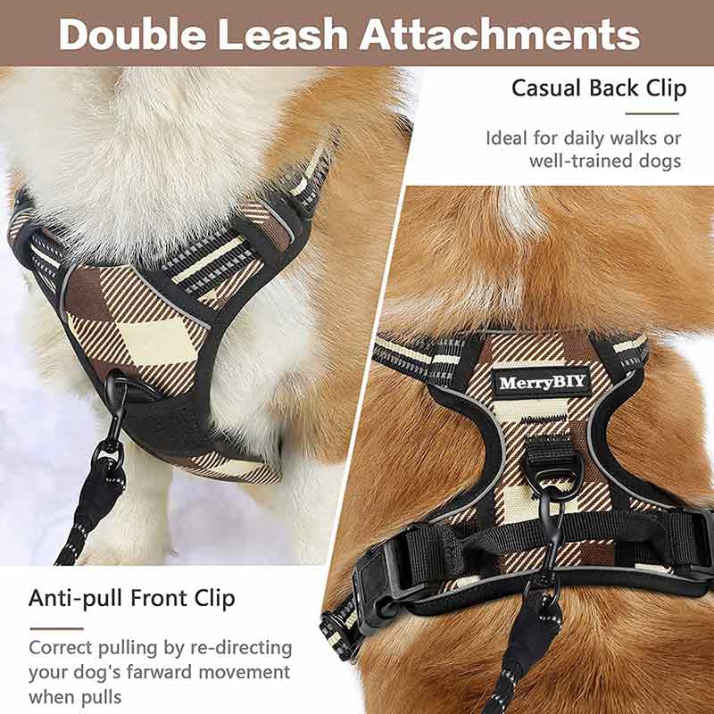 MerryBIY Dog Harness for Large Dogs No-Pull Pet Harness Adjustable Outdoor Vest 3M Reflective Oxford Material Easy Control