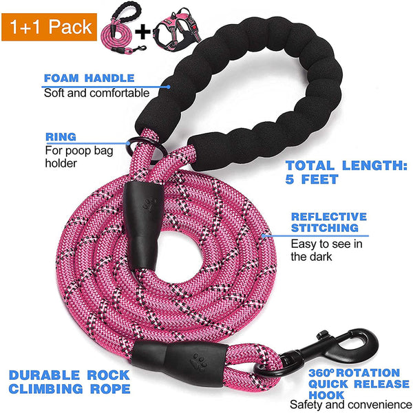 MerryBIY No Pull Dog Harness Adjustable Reflective Oxford For Medium Large Dog Harness