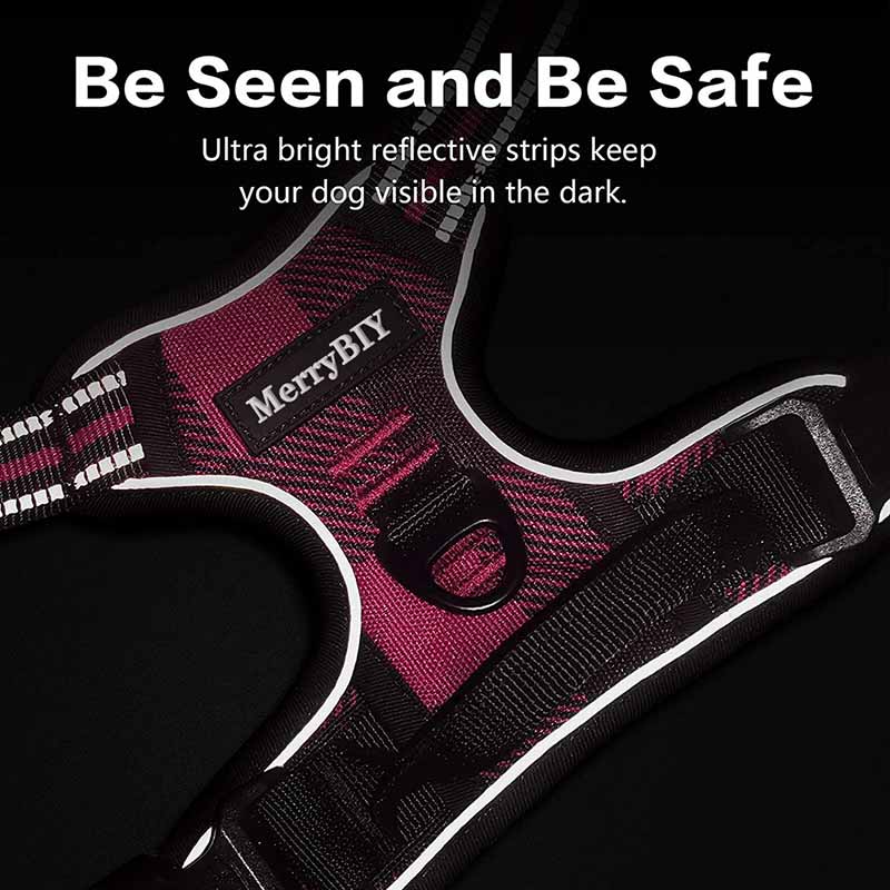 MerryBIY Dog Harness for Large Dogs No-Pull Pet Harness Adjustable Outdoor Vest 3M Reflective Oxford Material Easy Control