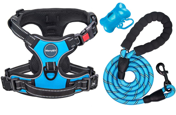MerryBIY Dog Harness and Leash Set, Escape Proof No Pull Vest Harness