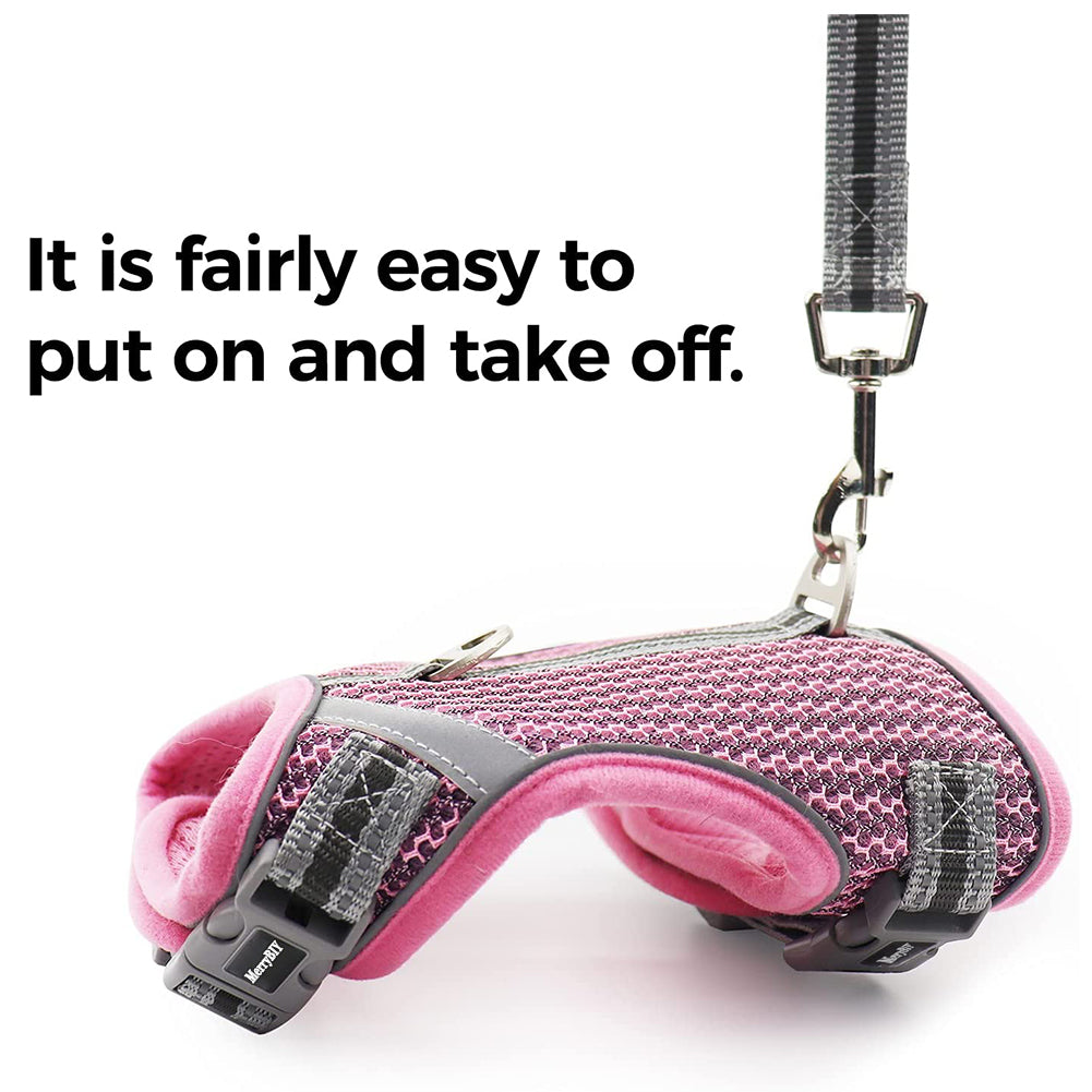 MerryBIY Puppy Cat Harness and Leash for Walking Escape Proof Air Mesh Fabric
