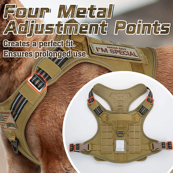 MerryBIY No Pull Tactical Dog Harness, Military Dog Vest Harness with Handle & Molle For Small Medium Large Dogs