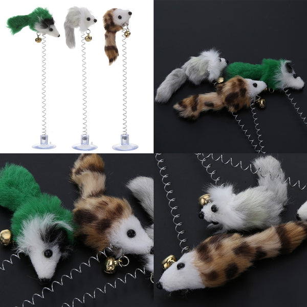 1/3Pcs Funny Cat Toys Elastic Feather False Mouse Bottom Sucker Toys for Cat Kitten Playing Pet Seat Scratch Toy Pet Cat Product