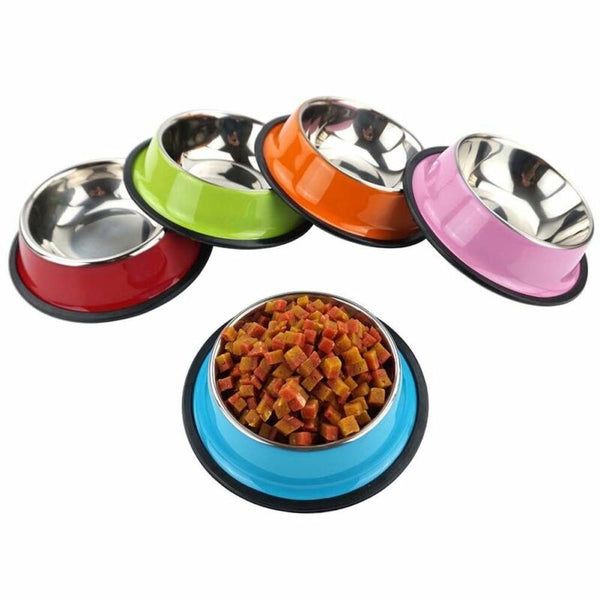 MerryBIY Stainless Cat Bowls Pet Steel Bowl Set Food Water Bowl for Dogs and Cats Anti-skid  Cats Supplies