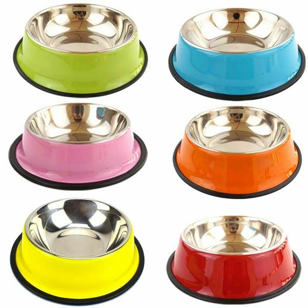 MerryBIY Stainless Cat Bowls Pet Steel Bowl Set Food Water Bowl for Dogs and Cats Anti-skid  Cats Supplies