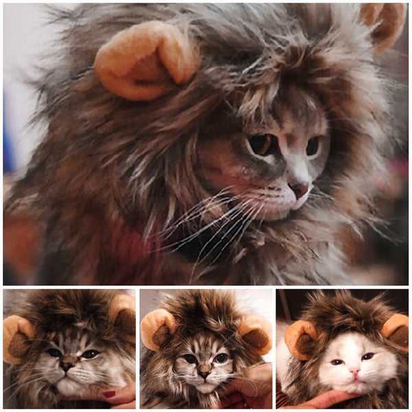MerryBIY Funny Cute Pet Cat Costume Lion Mane Wig Cap Hat for Cat Dog Halloween Christmas Clothes Fancy Dress with Ears Pet Clothes